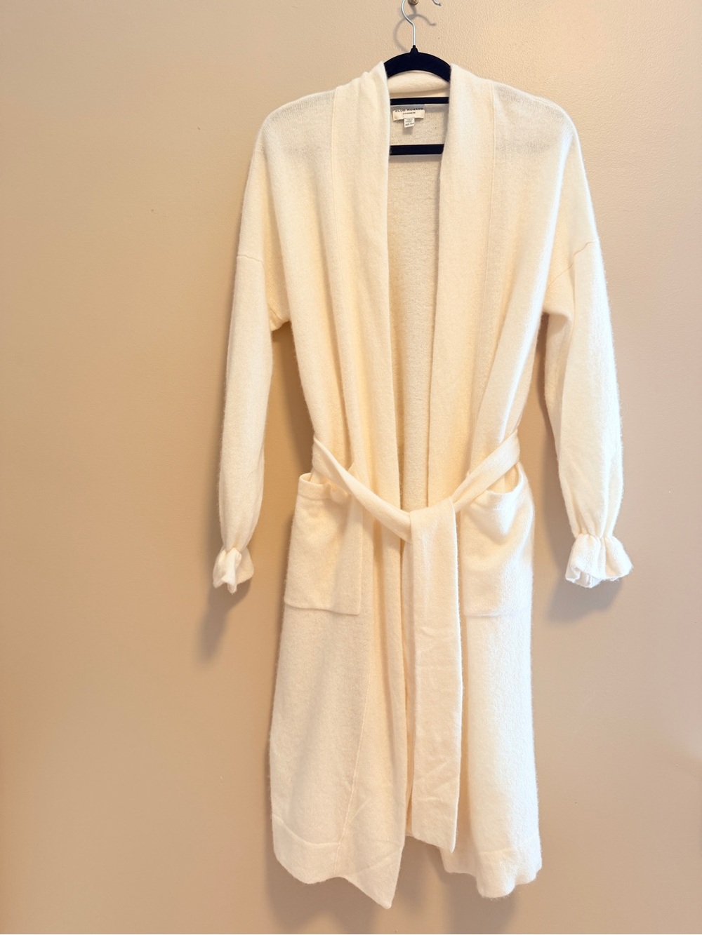 Club Monaco 100% Cashmere Ivory Belted Robe Cardigan XS/S